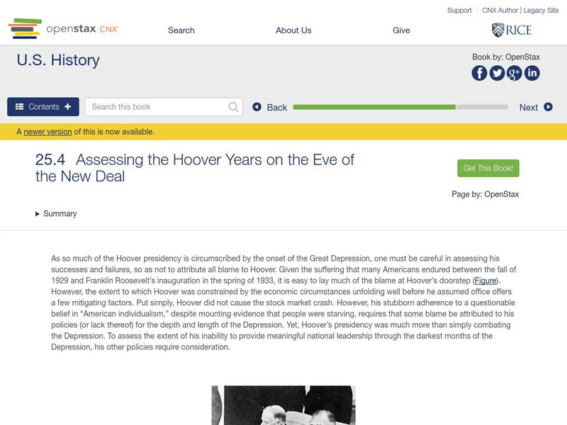 Open Stax: Great Depression 1929 1932: Assessing Hoover Years on Eve of New Deal eBook Open Stax: Great Depression 1929 1932: Assessing Hoover Years on Eve of New Deal eBook