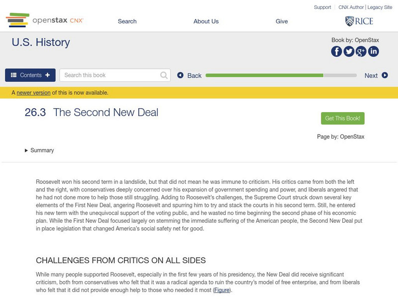 Open Stax: Franklin Roosevelt and the New Deal 1932 1941: The Second New Deal eBook Open Stax: Franklin Roosevelt and the New Deal 1932 1941: The Second New Deal eBook
