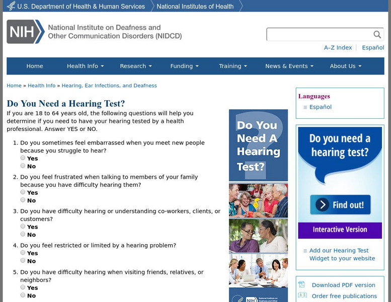 Nidcd: Do You Need a Hearing Test? Unknown Type Nidcd: Do You Need a Hearing Test? Unknown Type