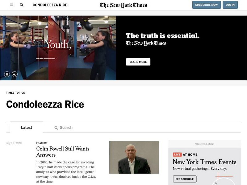 New York Times: Times Topics: Condoleezza Rice Website New York Times: Times Topics: Condoleezza Rice Website