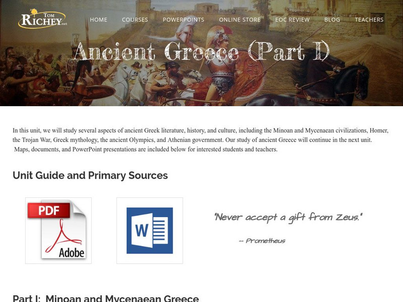 Tom Richey: Ancient Greece: Part I: C. 2700 500 b.c. Unit Plan