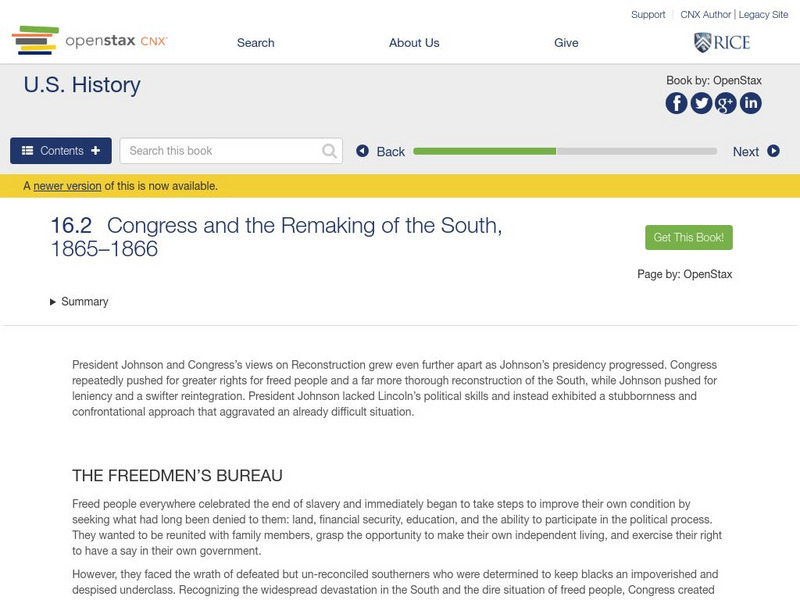 Open Stax: Congress and the Remaking of the South, 1865 1866 eBook Open Stax: Congress and the Remaking of the South, 1865 1866 eBook