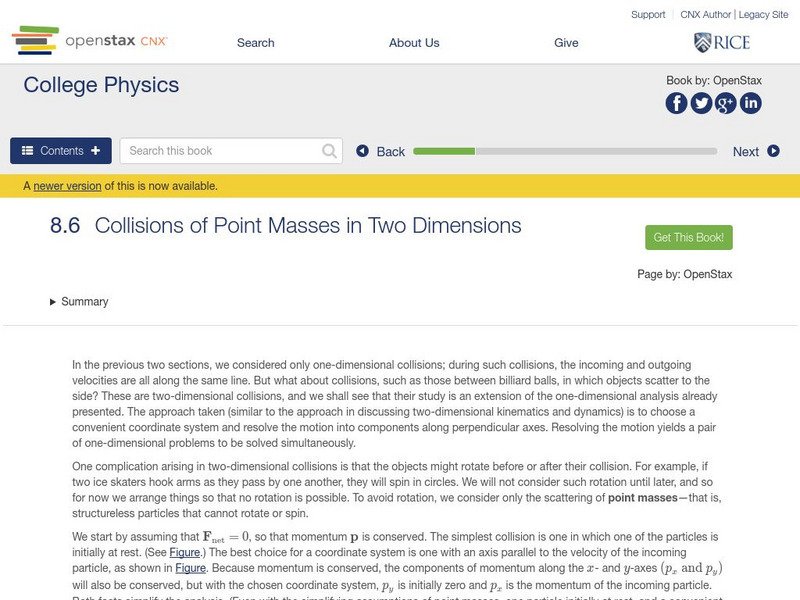 Open Stax: Collisions of Point Masses in Two Dimensions eBook Open Stax: Collisions of Point Masses in Two Dimensions eBook