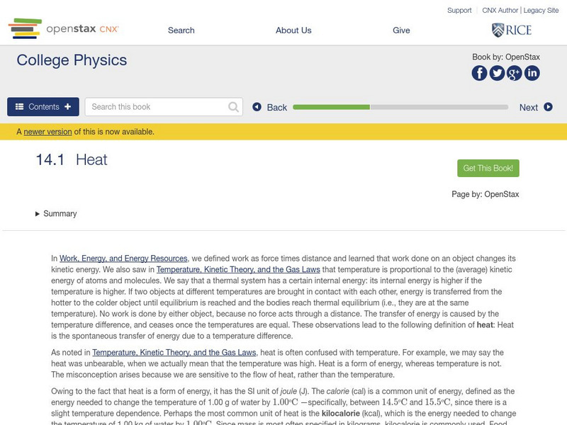 Open Stax: College Physics: Heat eBook Open Stax: College Physics: Heat eBook
