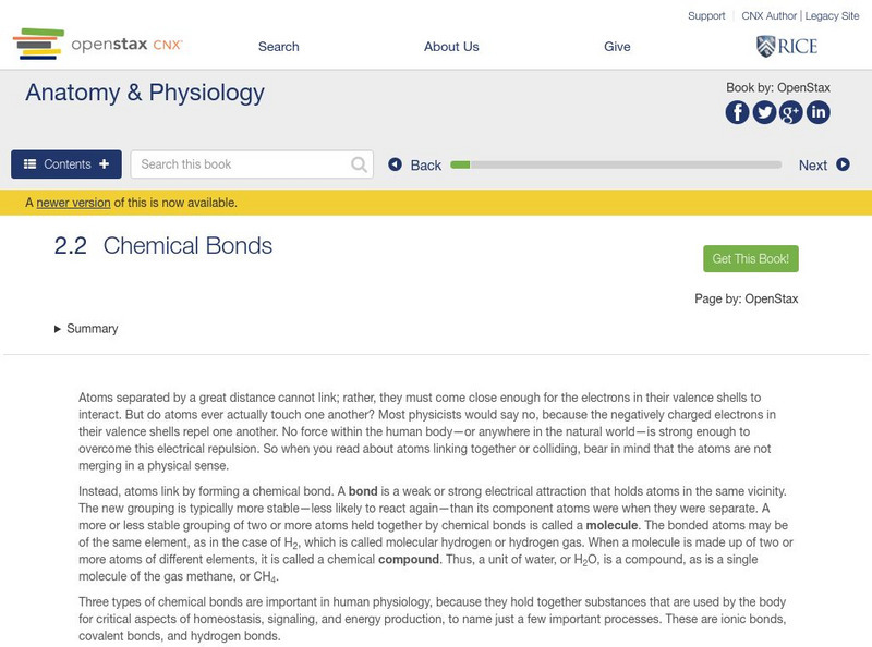 Open Stax: Chemical Bonds Unit Plan Open Stax: Chemical Bonds Unit Plan