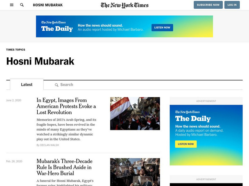 New York Times: Hosni Mubarak News Website