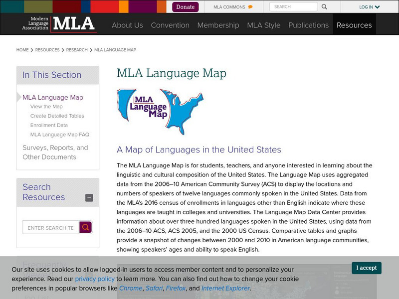 Mla: Language Map Handout Mla: Language Map Handout