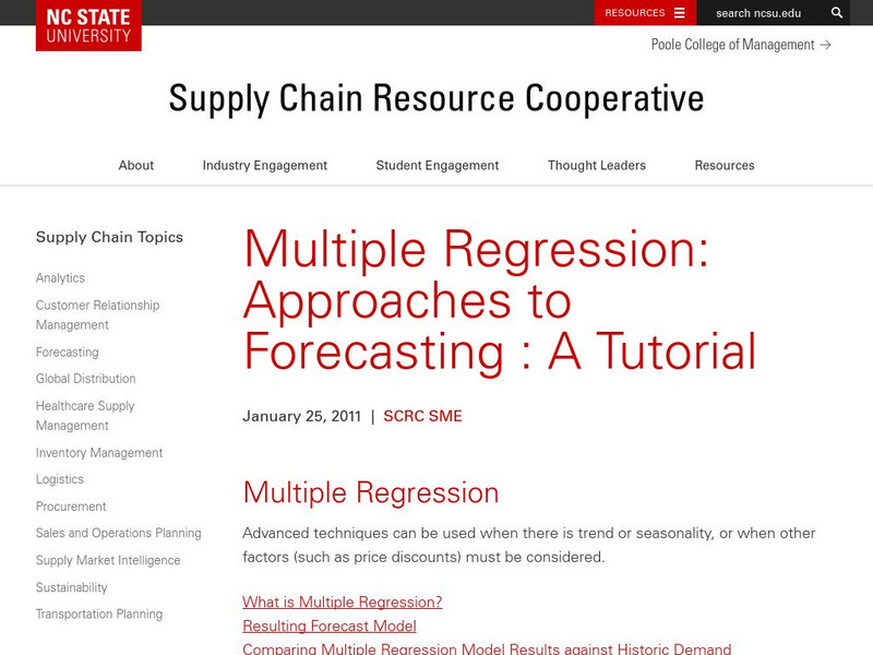Nc State University: Multiple Regression Unit Plan Nc State University: Multiple Regression Unit Plan