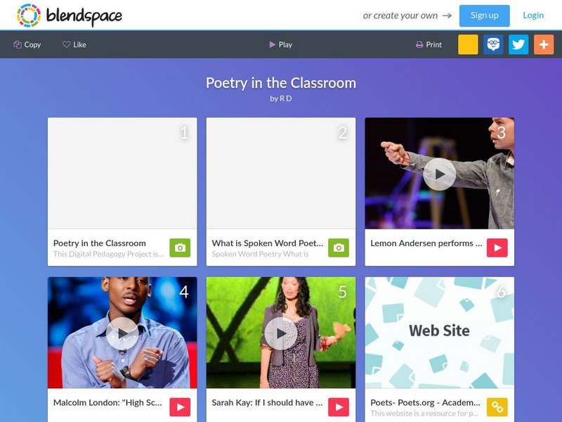 Blendspace: Poetry in the Classroom Unit Plan Blendspace: Poetry in the Classroom Unit Plan