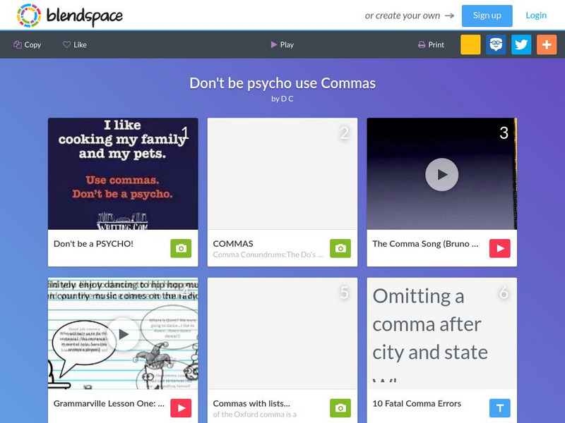 Blendspace: Don't Be Psycho Use Commas Unit Plan Blendspace: Don't Be Psycho Use Commas Unit Plan