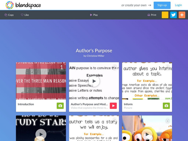 Blendspace: Author's Purpose Unit Plan Blendspace: Author's Purpose Unit Plan
