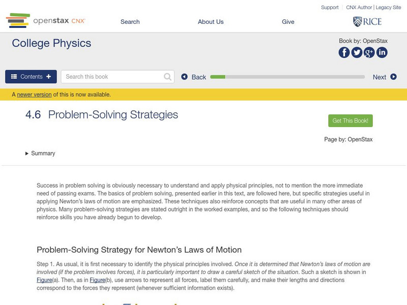 Open Stax: Physics: Problem Solving Strategies Unit Plan