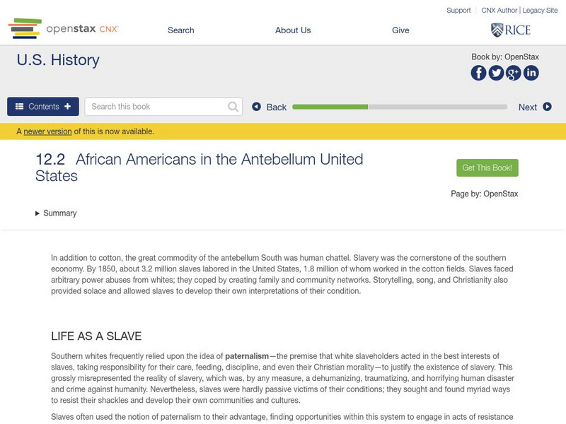 Open Stax: African Americans in the Antebellum United States eBook Open Stax: African Americans in the Antebellum United States eBook