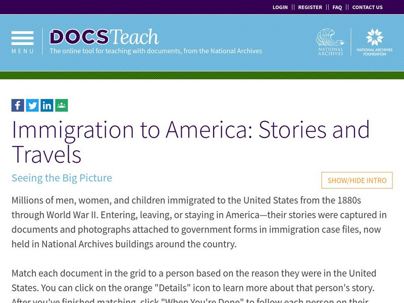 Docsteach: Immigration to America: Stories and Travels Lesson Plan Docsteach: Immigration to America: Stories and Travels Lesson Plan