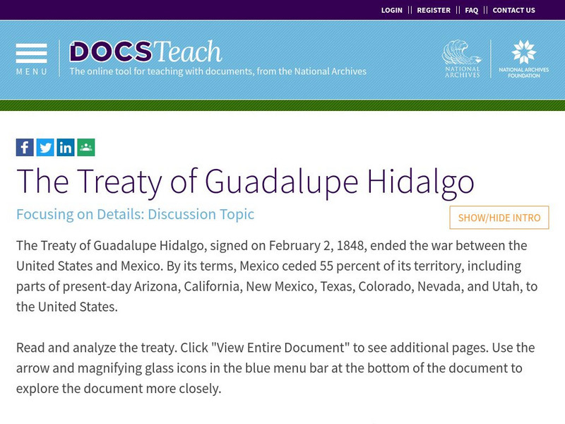 Docsteach: The Treaty of Guadalupe Hidalgo Lesson Plan Docsteach: The Treaty of Guadalupe Hidalgo Lesson Plan