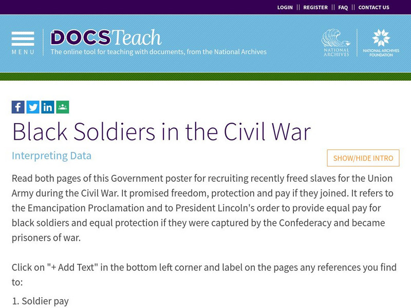 Docsteach: Black Soldiers in the Civil War Lesson Plan Docsteach: Black Soldiers in the Civil War Lesson Plan
