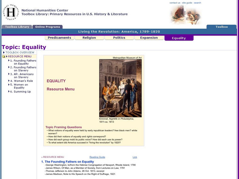 National Humanities Center: Toolbox Library: Living the Revolution: 1789 1820: Equality Primary National Humanities Center: Toolbox Library: Living the Revolution: 1789 1820: Equality Primary