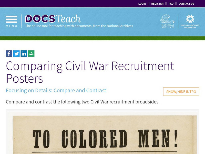 Docsteach: Comparing Civil War Recruitment Posters Lesson Plan Docsteach: Comparing Civil War Recruitment Posters Lesson Plan