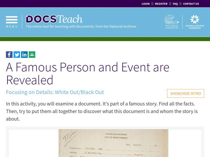 Docsteach: A Famous Person and Event Revealed: Examining an Arrest Record Lesson Plan Docsteach: A Famous Person and Event Revealed: Examining an Arrest Record Lesson Plan