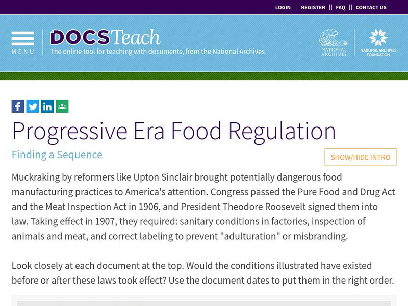 Docsteach: Effects of Food Regulation in the Progressive Era Lesson Plan Docsteach: Effects of Food Regulation in the Progressive Era Lesson Plan