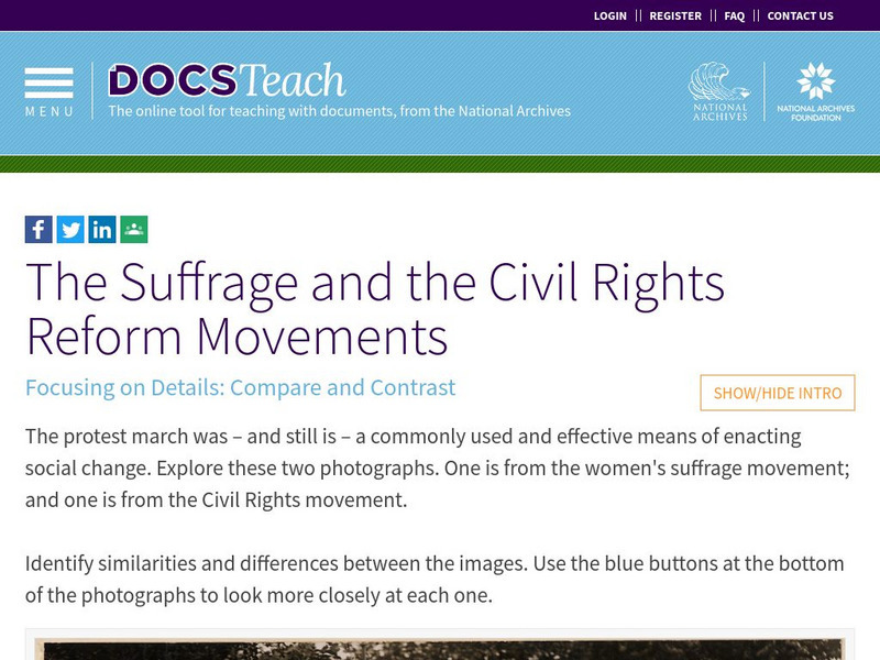Docsteach: The Suffrage and the Civil Rights Reform Movements Lesson Plan Docsteach: The Suffrage and the Civil Rights Reform Movements Lesson Plan
