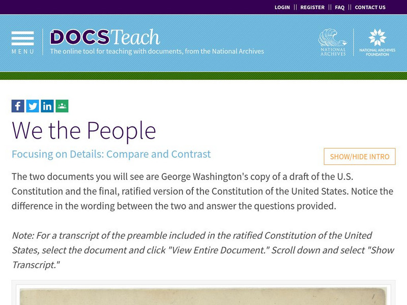 Docsteach: We the People Lesson Plan Docsteach: We the People Lesson Plan