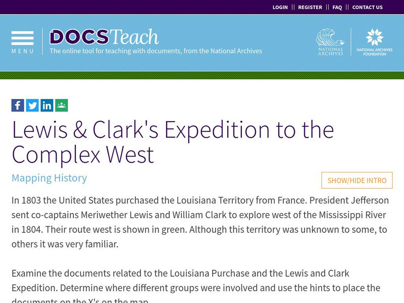 Docsteach: Lewis & Clark's Expedition to the Complex West Lesson Plan Docsteach: Lewis & Clark's Expedition to the Complex West Lesson Plan