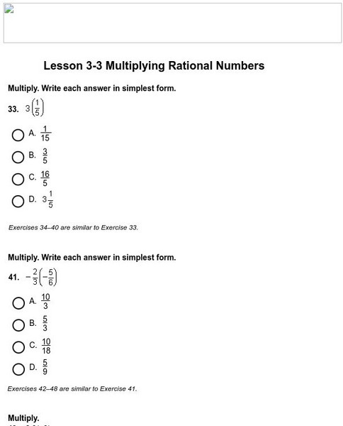 Holt, Rinehart and Winston: Homework Help Independent Practice: Multiplying Rational Numbers eBook Holt, Rinehart and Winston: Homework Help Independent Practice: Multiplying Rational Numbers eBook
