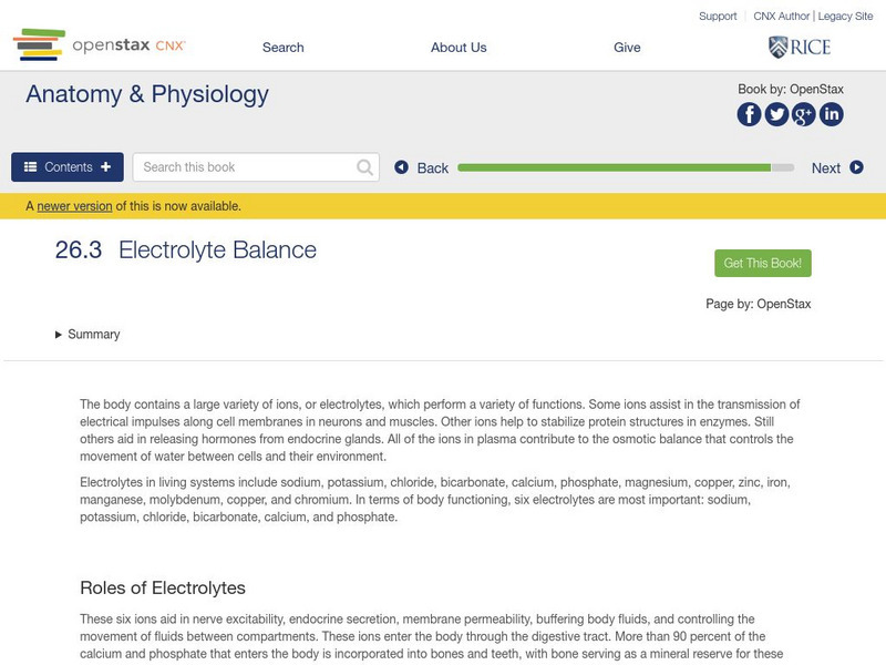Open Stax: Anatomy & Physiology: Electrolyte Balance Unit Plan