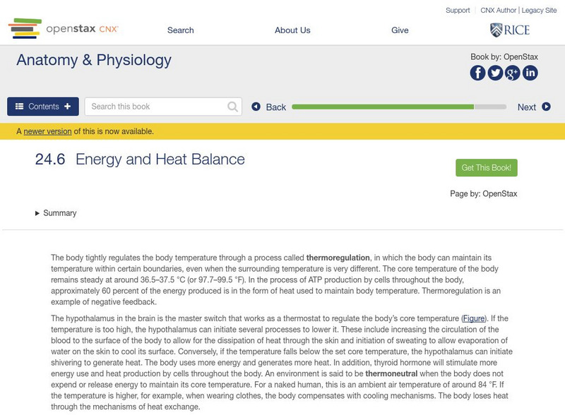 Open Stax: Anatomy & Physiology: Energy and Heat Balance Unit Plan Open Stax: Anatomy & Physiology: Energy and Heat Balance Unit Plan