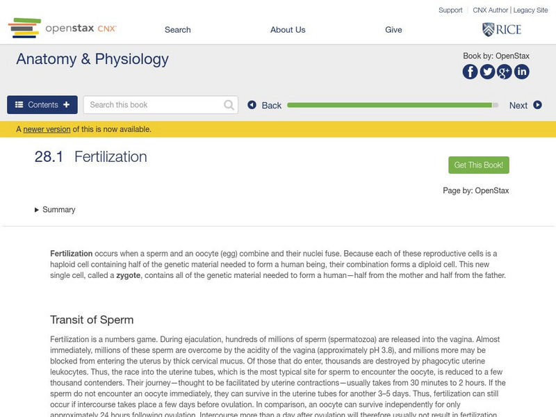 Open Stax: Anatomy & Physiology: Fertilization Unit Plan Open Stax: Anatomy & Physiology: Fertilization Unit Plan