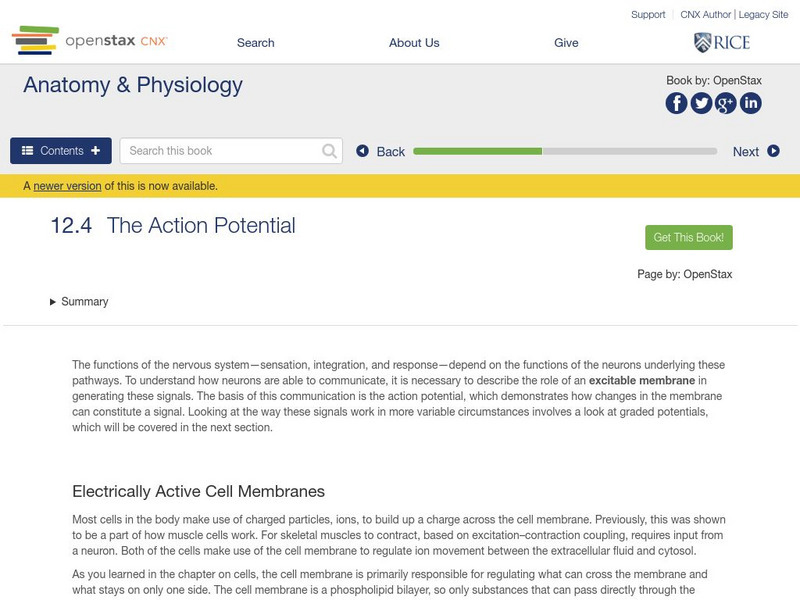 Open Stax: Anatomy & Physiology: The Action Potential Unit Plan Open Stax: Anatomy & Physiology: The Action Potential Unit Plan