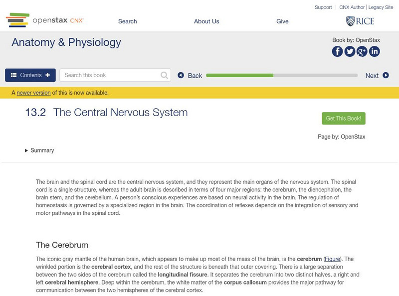 Open Stax: Anatomy & Physiology: The Central Nervous System Unit Plan Open Stax: Anatomy & Physiology: The Central Nervous System Unit Plan