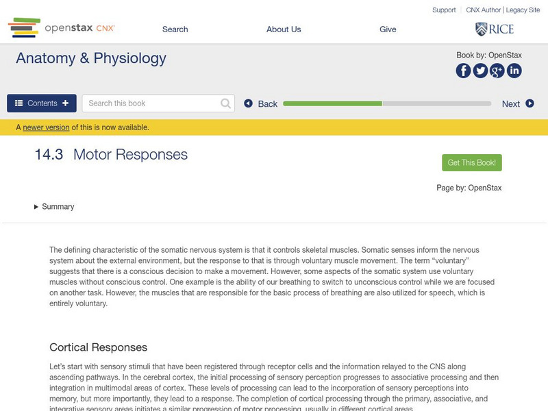 Open Stax: Anatomy & Physiology: Motor Responses Unit Plan Open Stax: Anatomy & Physiology: Motor Responses Unit Plan