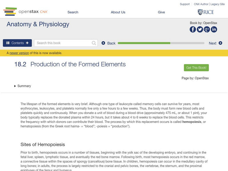 Open Stax: Anatomy & Physiology: Production of the Formed Elements Unit Plan Open Stax: Anatomy & Physiology: Production of the Formed Elements Unit Plan