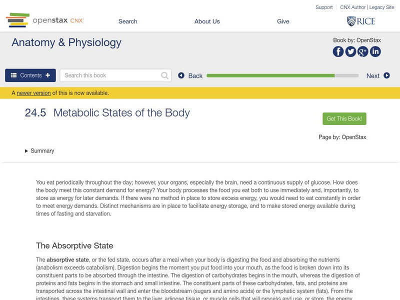 Open Stax: Anatomy & Physiology: Metabolic States of the Body Unit Plan Open Stax: Anatomy & Physiology: Metabolic States of the Body Unit Plan