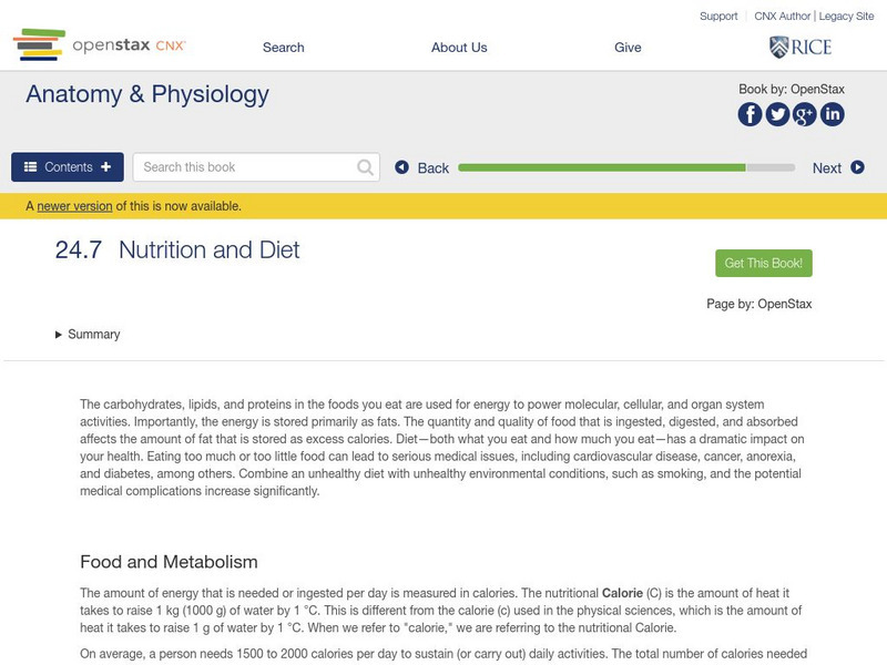 Open Stax: Anatomy & Physiology: Nutrition and Diet Unit Plan Open Stax: Anatomy & Physiology: Nutrition and Diet Unit Plan