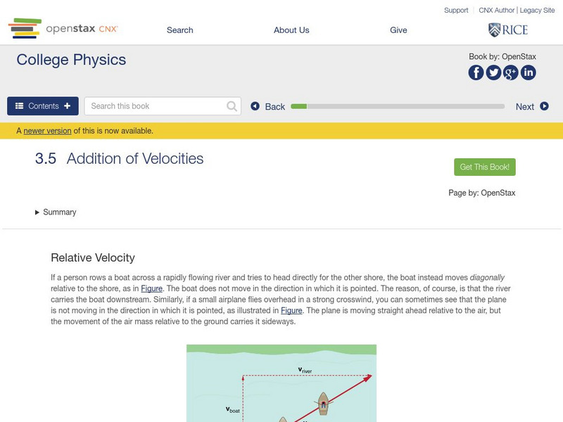 Open Stax: Physics: Addition of Velocities Unit Plan