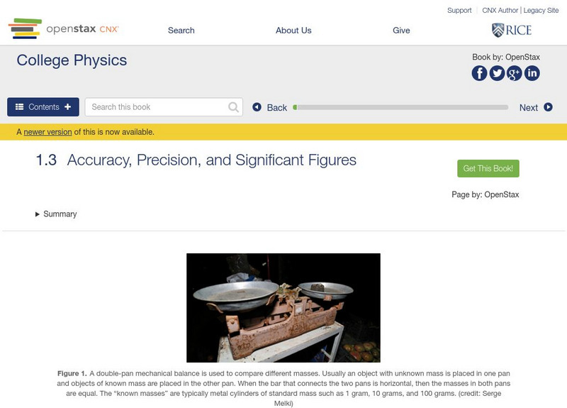 Open Stax: Physics: Accuracy, Precision, and Significant Figures Unit Plan Open Stax: Physics: Accuracy, Precision, and Significant Figures Unit Plan