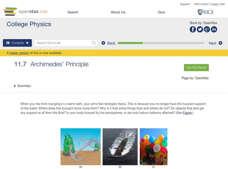 Open Stax: Physics: Archimedes' Principle eBook Open Stax: Physics: Archimedes' Principle eBook