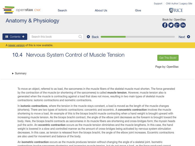 Open Stax: Anatomy & Physiology: Nervous System Control of Muscle Tension Unit Plan Open Stax: Anatomy & Physiology: Nervous System Control of Muscle Tension Unit Plan