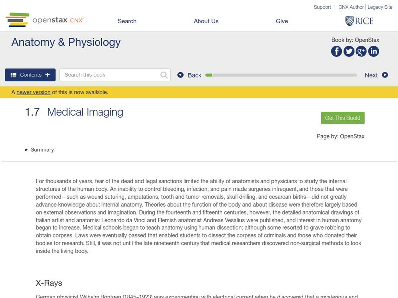 Open Stax: Anatomy & Physiology: Medical Imaging Unit Plan Open Stax: Anatomy & Physiology: Medical Imaging Unit Plan