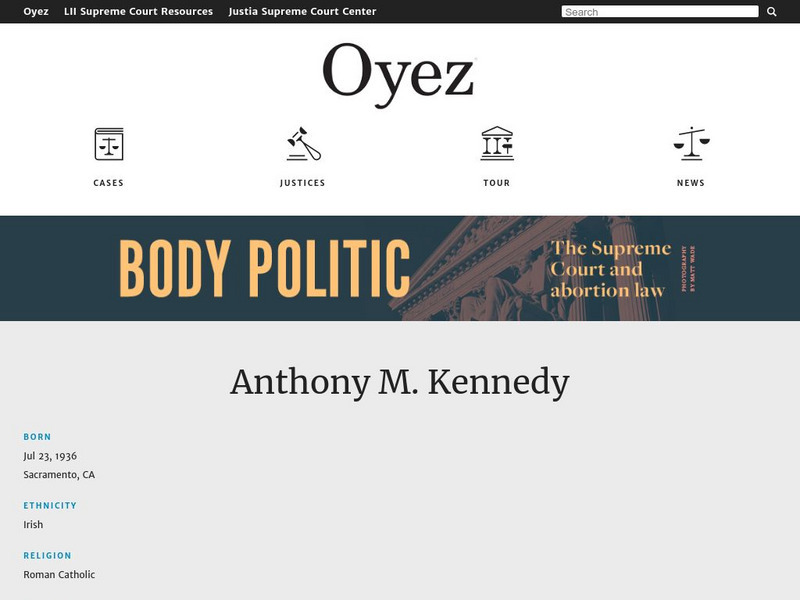 Oyez Project: Anthony Kennedy Handout Oyez Project: Anthony Kennedy Handout