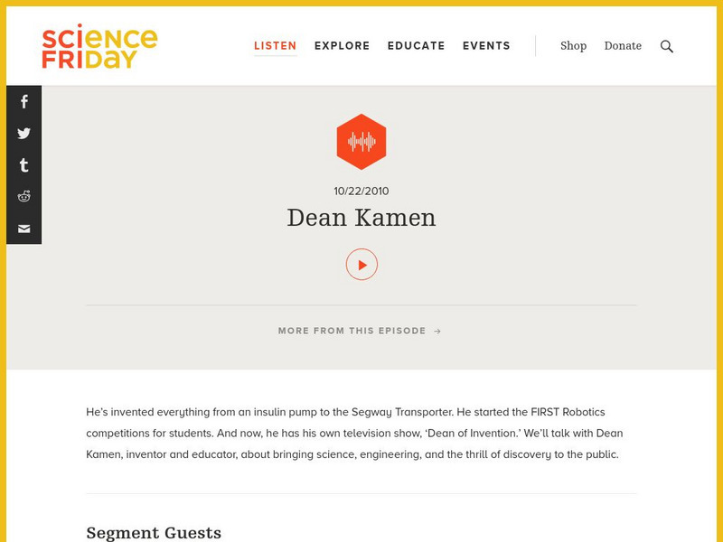 Science Friday: Dean Kamen Audio Science Friday: Dean Kamen Audio