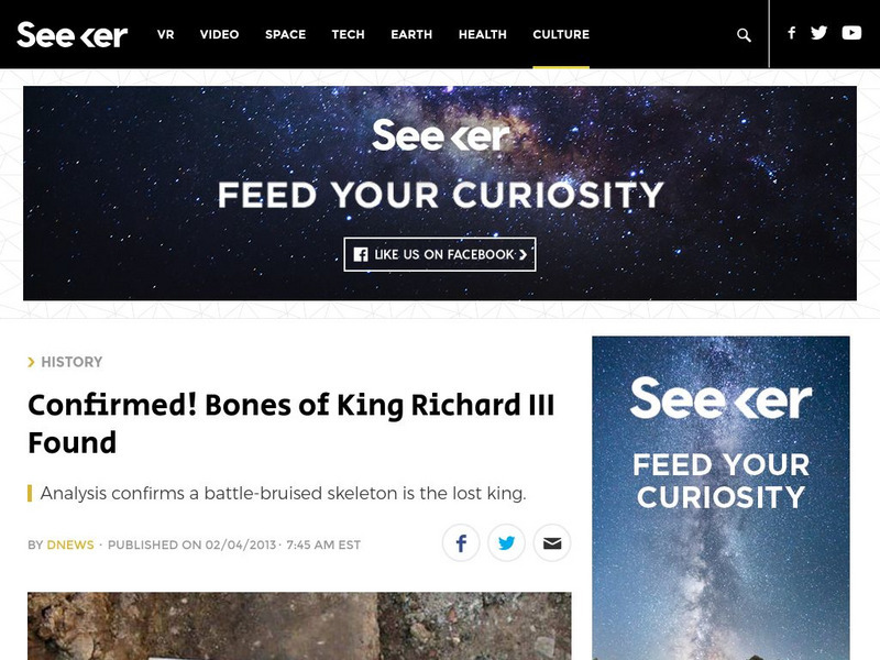 Seeker: Bones of King Richard Iii Found Article Seeker: Bones of King Richard Iii Found Article