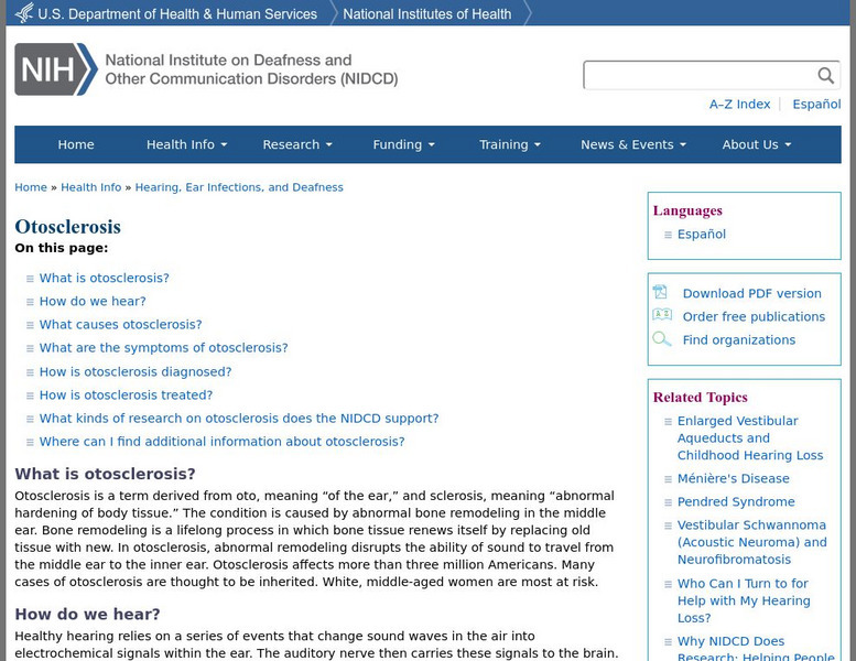 Nidcd: Otosclerosis Handout