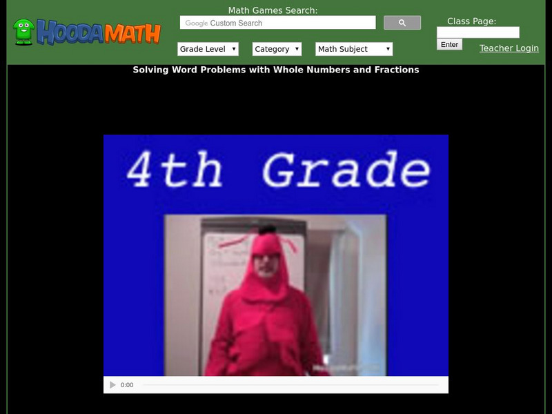 Hooda Math: Solving Word Problems With Whole Numbers and Fractions Instructional Video Hooda Math: Solving Word Problems With Whole Numbers and Fractions Instructional Video