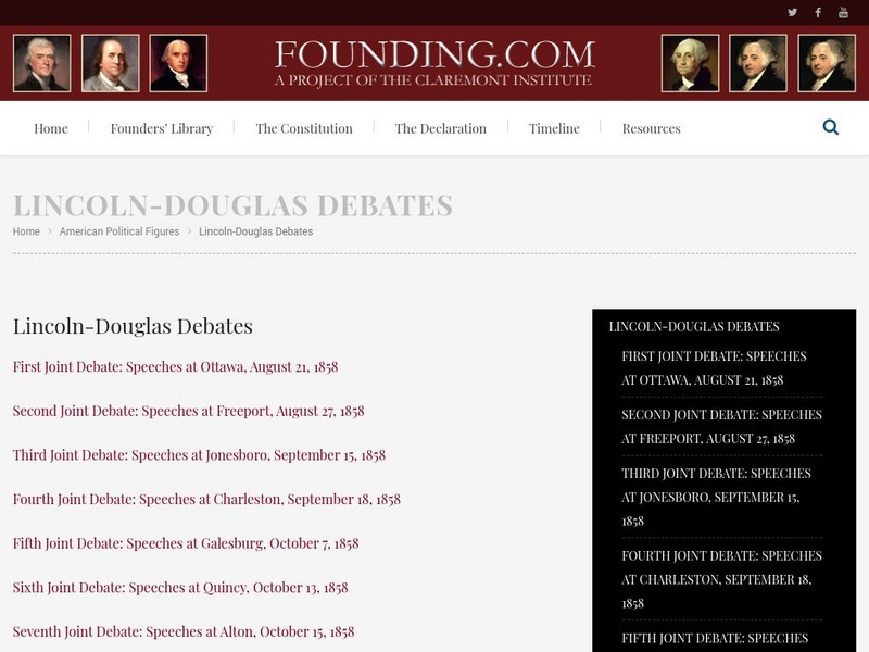 Founding.com: Lincoln Douglas Debates Primary Founding.com: Lincoln Douglas Debates Primary