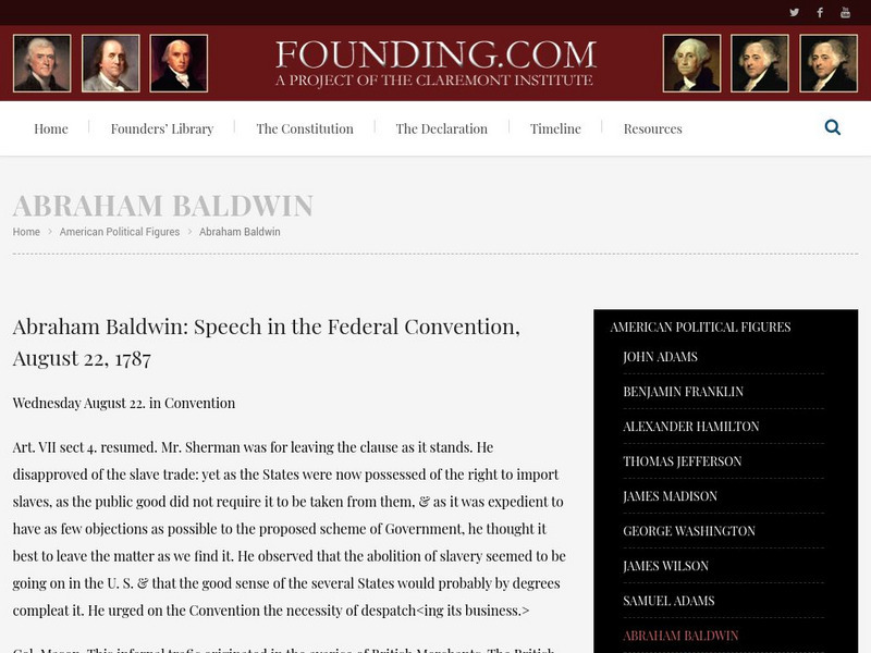 Founding.com: Abraham Baldwin Primary