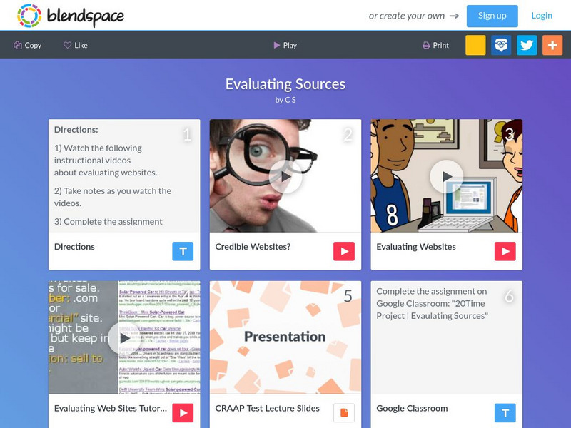 Blendspace: Evaluating Sources Unit Plan Blendspace: Evaluating Sources Unit Plan